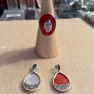 Beautiful Mother of Pearl and Red Coral Jewelry Bundle